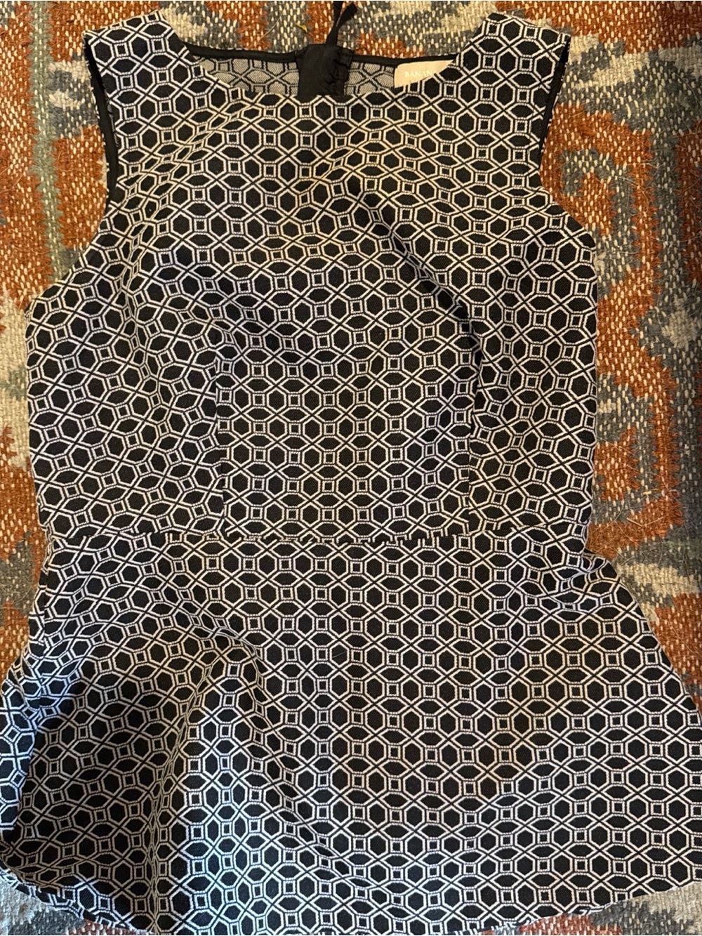 Banana Republic Black & White Geometric Peplum Top